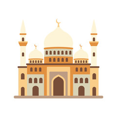 Fototapeta premium Vibrant mosque architecture with domes and minarets in warm golden tones