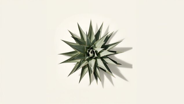 Single agave plant with sharp leaves on plain white backdrop, ideal for editorial header backgrounds - Powered by Adobe