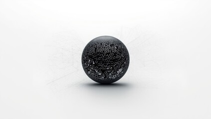 Colorful geometric sphere with textured surface serving as a layout backdrop for digital interfaces