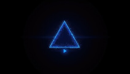 Blue triangle with animated dot and particle effects creating a geometric tech-inspired background