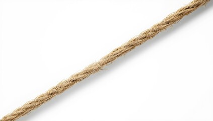 White background featuring hemp rope, a natural fiber material suitable for textile or decor projects