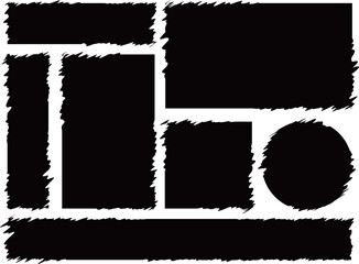 グリッチ風フレーム7種セット　ブラック