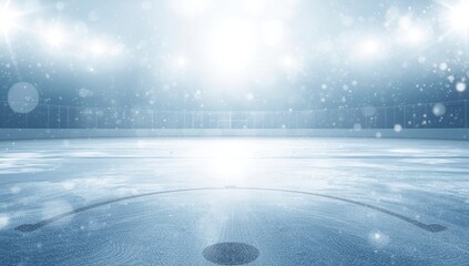 Indoor ice rink with stadium seating, winter sports arena for ice hockey matches