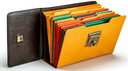 Organized accordion file folder with colorful dividers and metal clasp