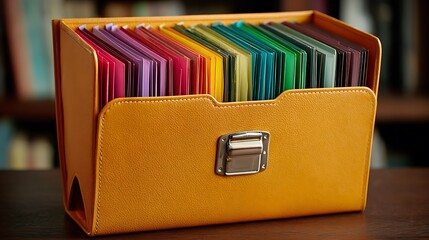 Colorful expanding file folder organizer with metal clasp