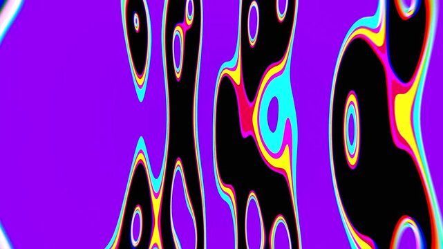 Cartoon hypnotic color spots in CMYK colors, looped animation