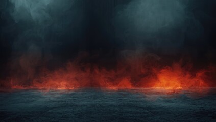 Concrete-floored space with smoke and sparks from fire, highlighting workplace fire risk