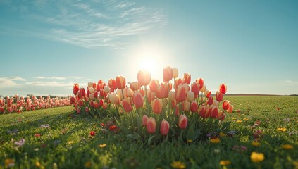 Colorful spring flowers in bloom, ideal for nature-themed layouts or seasonal decoration