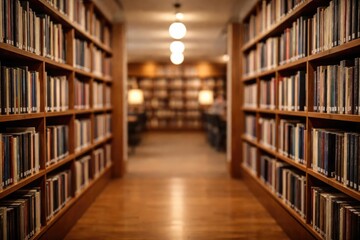 library bookshelves with copy space for text background