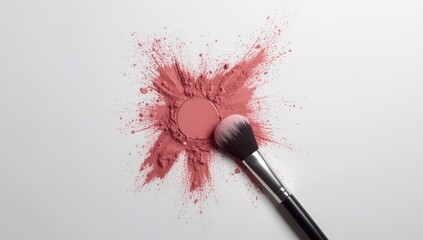 Face powder or blush with a plain white backdrop, serving as cosmetic product for skin tone enhancement