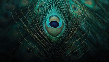 Obraz premium Detailed peacock feather textures emphasizing vibrant color diversity for design backgrounds