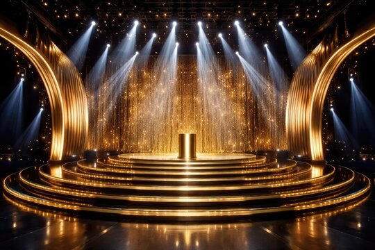 award show stage with tiered steps and precise spotlight placement