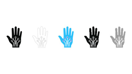 Obraz premium Hand AI icon bundle for artificial intelligence technology and automation