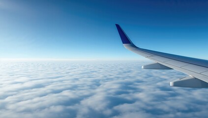 Obraz premium Wide-angle shot of an airplane tail with empty space for text, ideal for aviation or travel design
