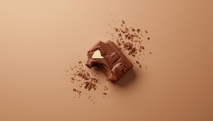 Chocolate bar with missing bite, sugar content focus, product display setting