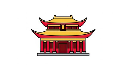 Traditional Chinese Pagoda Building Illustration.