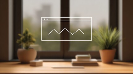 Minimal Line Analytics Dashboard Interface Over Warm Home Office Background