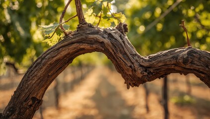 Naklejka premium Historic grape vine steam, part of vintage winemaking technique, autumn harvest