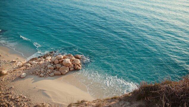 Cala del Moraig beach featuring sandy and rocky areas, serving as a natural habitat preservation site