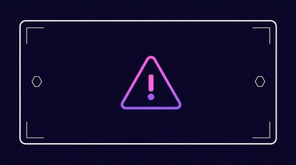 Neon Warning Alert Icon Inside Smartphone Frame on Dark Interface Background
