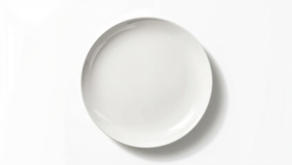 Plain white ceramic plate placed on a neutral background designed for menu or product photography, dish presentation