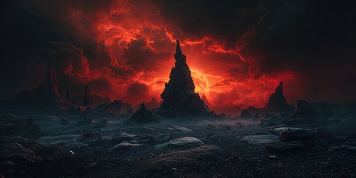 Extraterrestrial terrain featuring fantastical elements suited for horror and fantasy scene backdrops