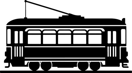 Classic city streetcar silhouette vector illustration