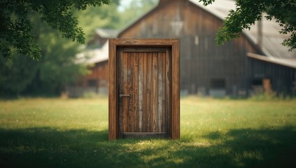 Maritime wooden doorway, aged wood texture highlighting maritime architecture features