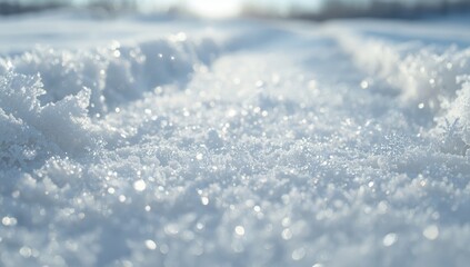 Obraz premium Frozen surface with a textured snow layer serving as a backdrop for graphic or text layout, winter season