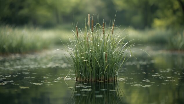 Tall reeds rooted in a water body, serving as habitat for wildlife and shoreline stabilization