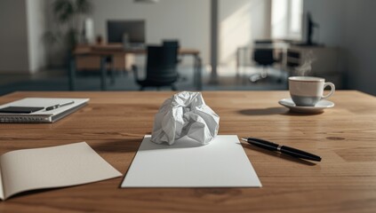 Blank for new beginning to start new project with crumpled paperpng, highlighting brainstorming and idea development