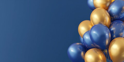Blue and Gold Balloons for Celebrations and Decorations
