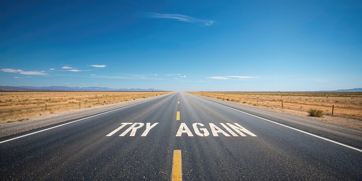 Empty highway road with clear blue sky, solitude and open space, Earth Day