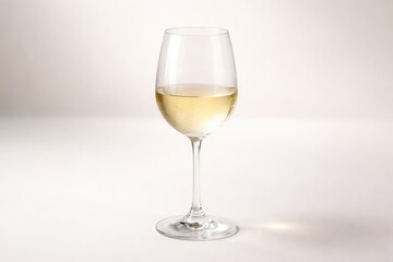 Fototapeta premium White wine glass placed on a matte background with diffused light