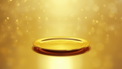 Background of a golden plate for food display, ideal for editorial headers, World Food Day