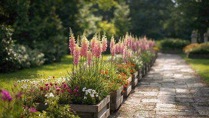 Colorful Flowers Including Gladioli And