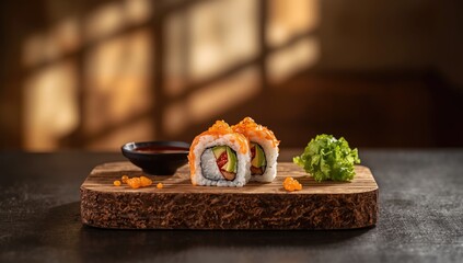 California-style sushi rolls, Japanese cuisine, food texture background