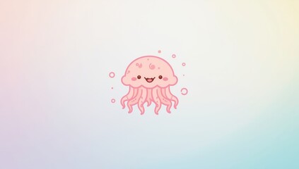 Cute illustrated jellyfish graphic serving as an animal symbol, isolated on a background, marine life awareness
