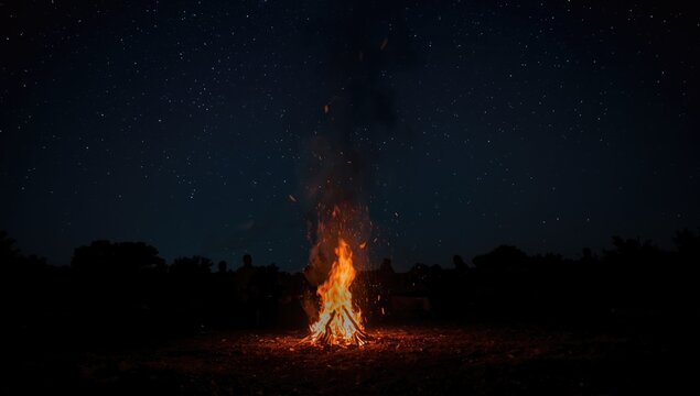 Campfire with flickering flames highlighting safety and maintenance needs in outdoor gatherings