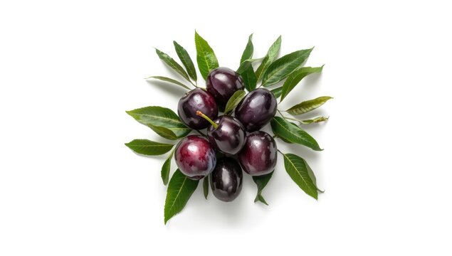 Java plum fruit on white backdrop for culinary or medicinal applications, World Food Day
