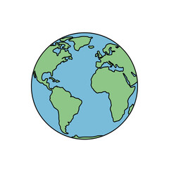 Earth icon showcasing global geography on transparent background