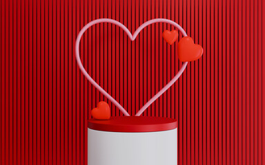 Red podium display background products for happy valentine day
