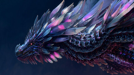 Fototapeta premium Futuristic Dragon Artwork with Colorful Scales and Dynamic Texture