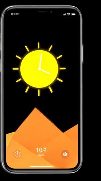 Animated sunrise theme on smartphone lockscreen displaying time changes in morning hours