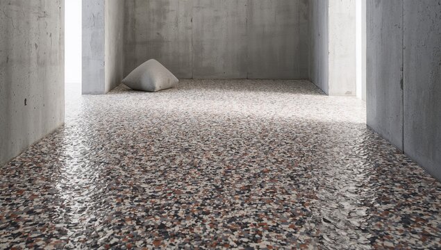 Bathroom renovation featuring color flake textured flooring for safety and aesthetic appeal, World Environment Day