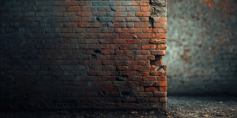 Worn brick and stone surface with abstract brown pattern serving as a textured background for layouts