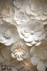Elegant White Paper Flowers Wall Decor