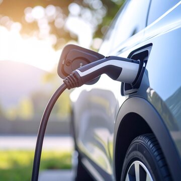 Electric Vehicle Charging Plug Detail for Clean Energy Concept