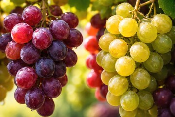 Intimate closeup of grape clusters revealing their natural shine and ripeness