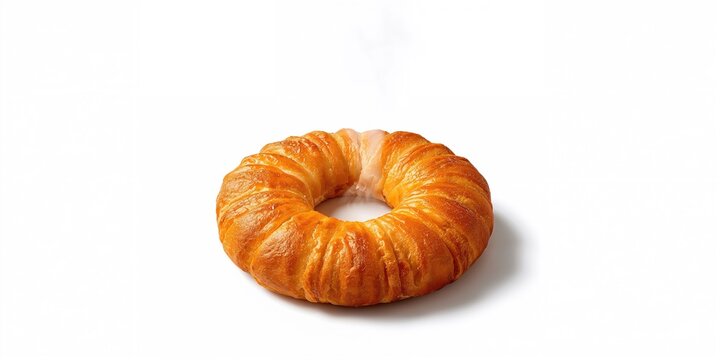 Meat-filled belyash pastry with golden exterior, ideal for bakery display or quick meal, white background